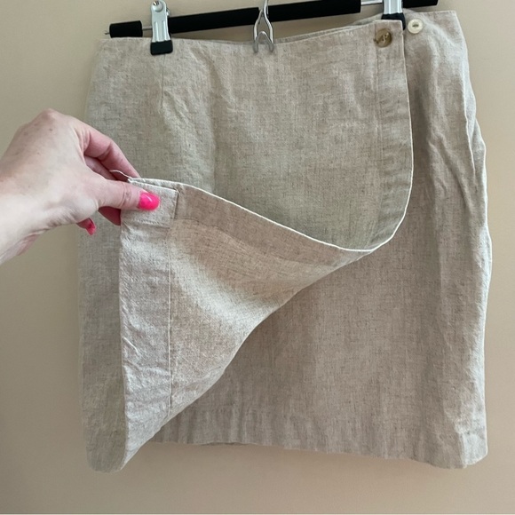 𝅺concept XXV Linen Blend Tan Heather 2 Button Closure Wrap Skirt, Size M - Picture 9 of 10